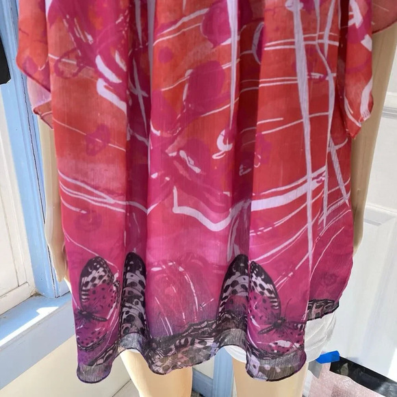 Unity World Wear BOHO Chiffon Butterflies Size XL Top Hippie Flutter Sleev Fairy - Picture 9 of 10